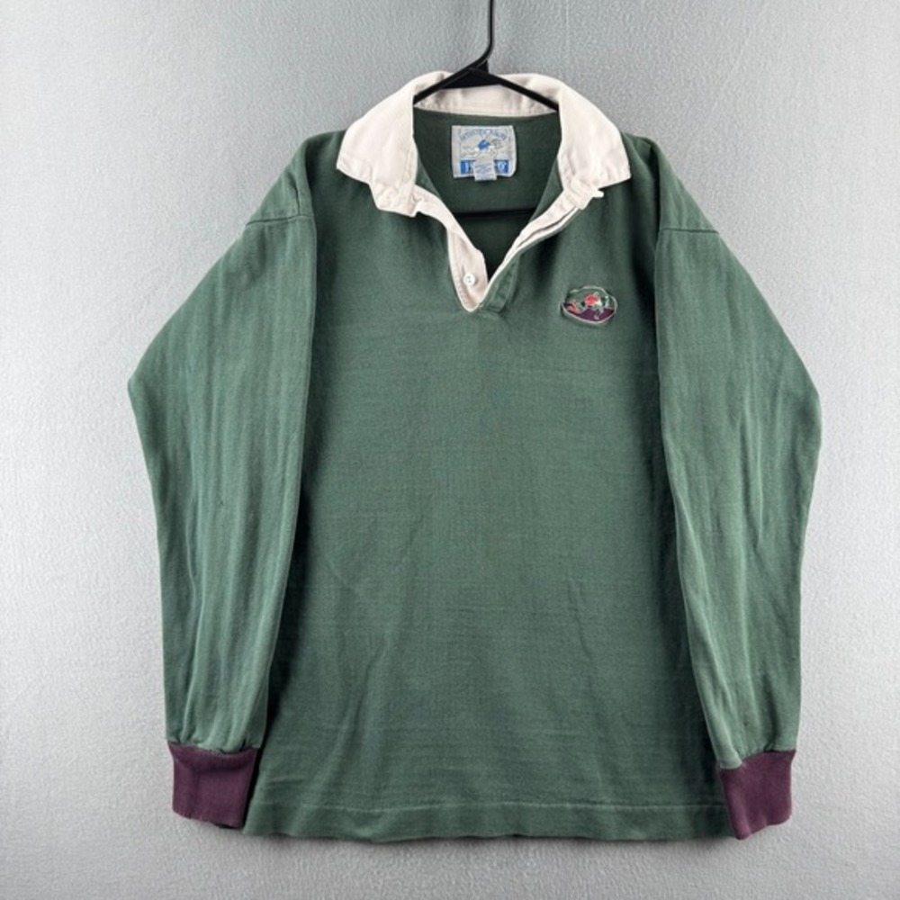 Vintage Lands End Rugby shirt Mens Large Tall Heavy Cotton Polo‎ 90s Made in USA